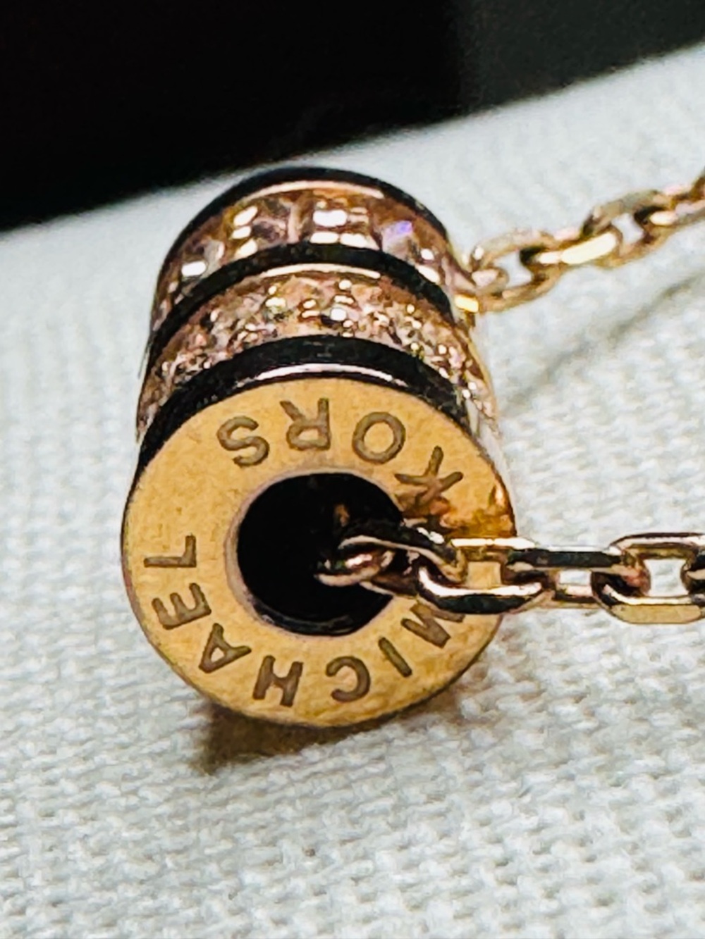 Michael Kors Rose Gold Barrel Pendant Necklace - Picture 3 of 6